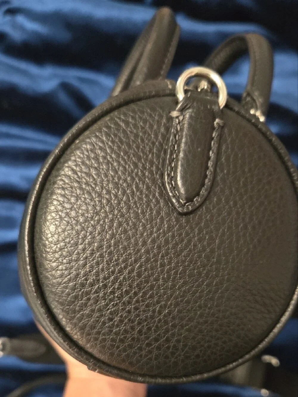 Coach Black Pebbled Leather Mini Barrel Bag with Tassel